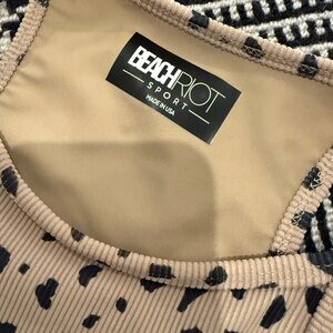 Beach Riot Sport Tan and Black Patterned Top